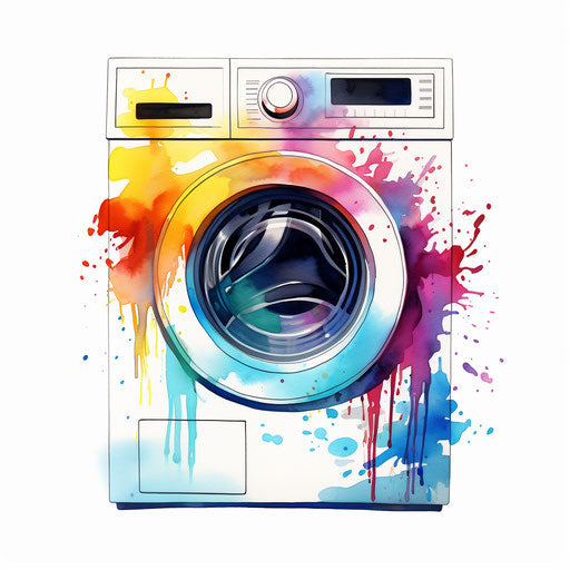 Washing machine illustration in the style of Chiaroscuro Art