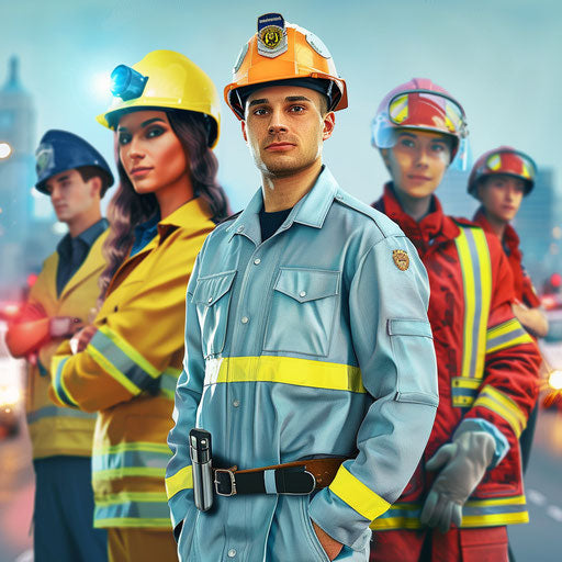 Community helpers clipart with random flat background and glow