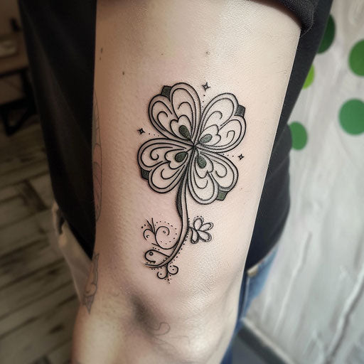 Playful tattoo sketch clover bold cartoonish outlines