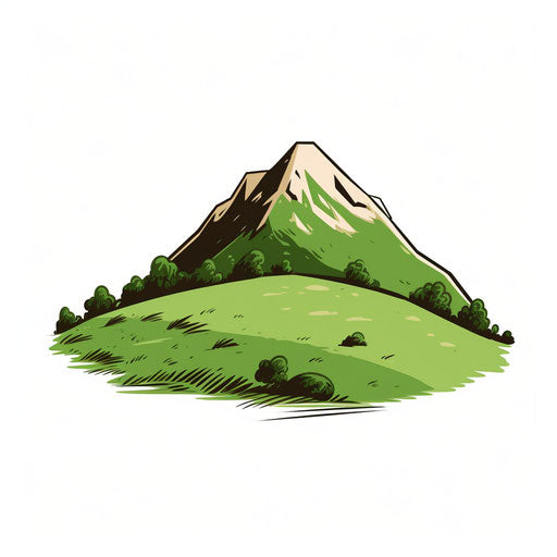 Hill illustration in Minimalist style, on white background