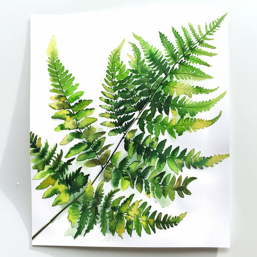 Vibrant green fern leaf tattoo with watercolor effects