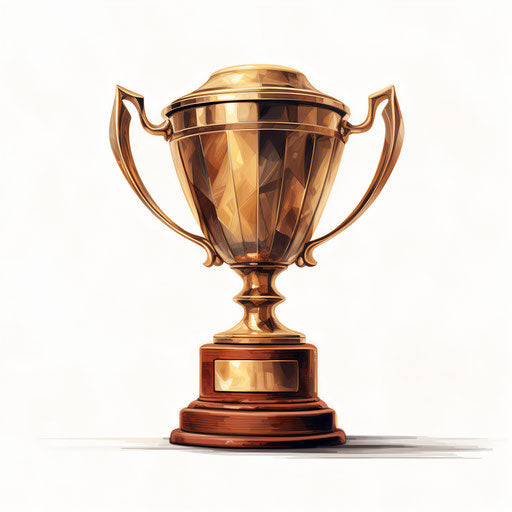 Trophy illustration in the style of an oil painting, on white background