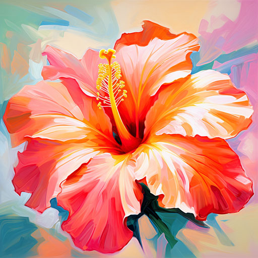 Hawaiian flower clipart in the style of Impressionistic Art, on a white background