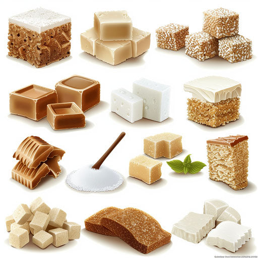 Photo-realistic sugar clipart on flat white background