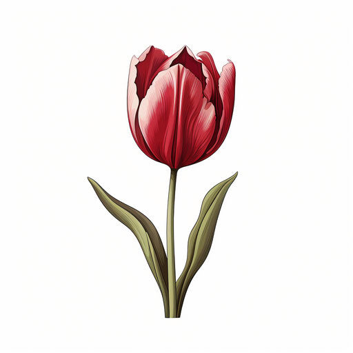 Tulip clipart in the style of Chiaroscuro Art, on a white background