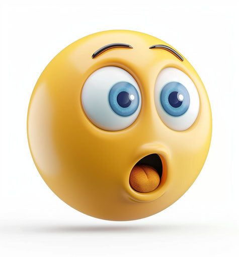 Yellow face with blue eyes and open mouth in surprise
