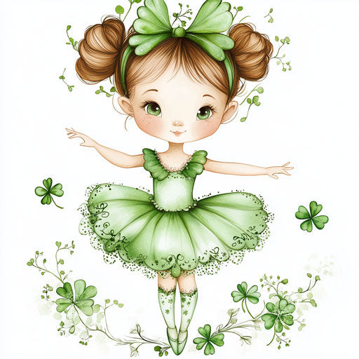 St. Patrick's Day baby ballerina, vintage style