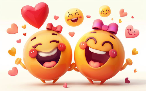 Smiling love, red heart decoration, cute and colorful