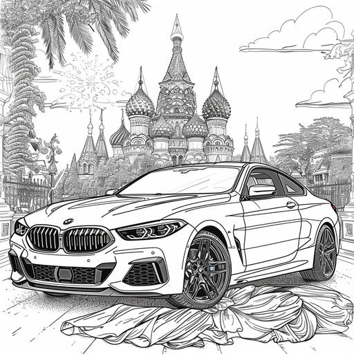 BMW car in a glamorous high-fashion scene