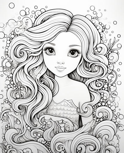 Free mermaid coloring pages for kids, dotted style, Gemma Correll, Jeremiah Ketner, comic art, wavy, colorized 25:31