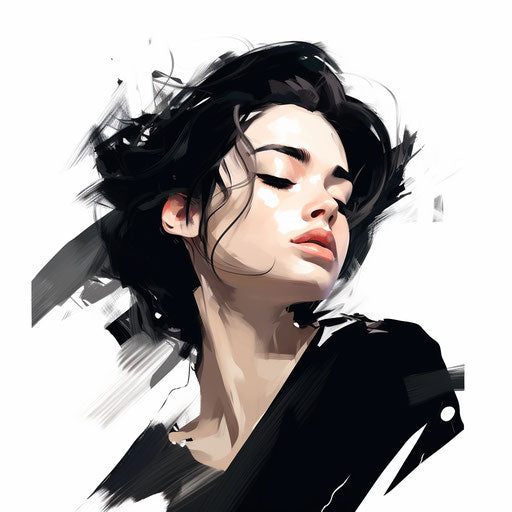 Shoulder illustration in the style of Chiaroscuro Art, on white background