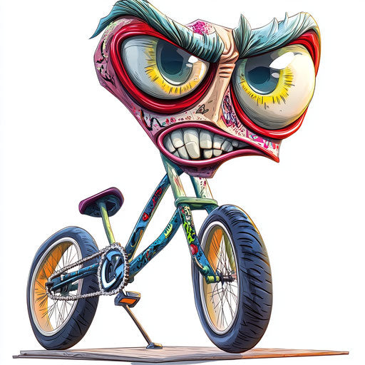 Humorous caricature of a bike clipart with human characteristics