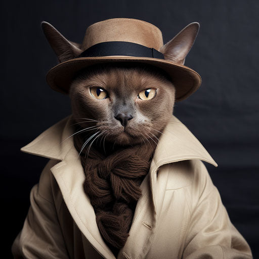 Burmese cat dressed as a man