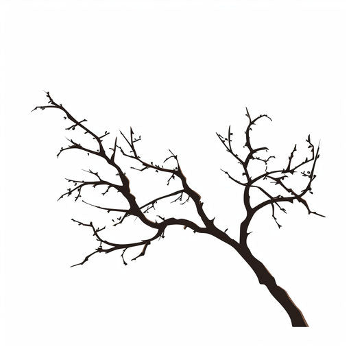 Minimalist tree branch clipart on white background