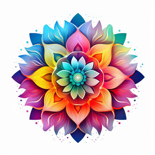 Indian colored flower design on white background