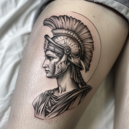 Vintage engraving style tattoo of Athena