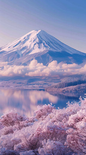 Pink Snow Storm on Mount Fuji