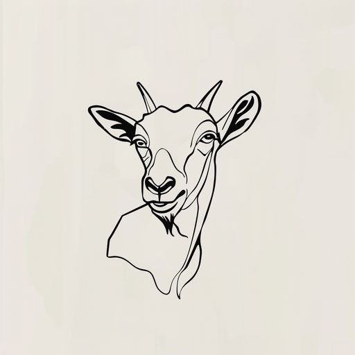 Minimalist goat tattoo illustration on white background