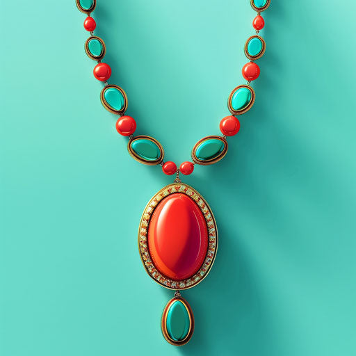 Realistic jewelry clipart on flat turquoise background