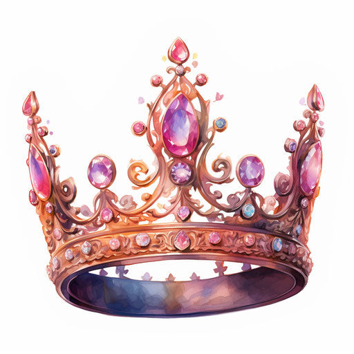 Princess crown clipart in the style of Oil painting, on a white background