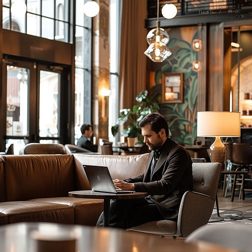 Businessman in a relaxed and sophisticated coworking space
