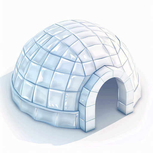 Igloo clipart in a photo realistic style on a flat white background