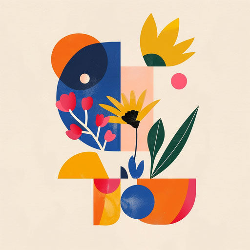 Lively wedding emblem with colorful hues and playful designs