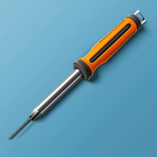 Realistic screwdriver clipart on blue background, soft focus