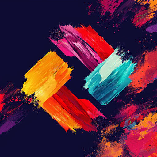 Top logo design with brush stroke elements and colorful palette, on vibrant background