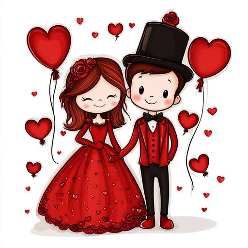 Valentine's Day couple cartoon illustration