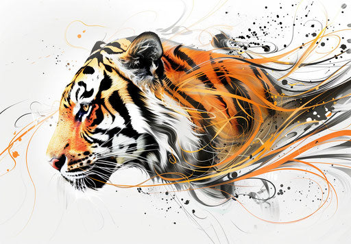 Tiger head in elegant calligraphy style