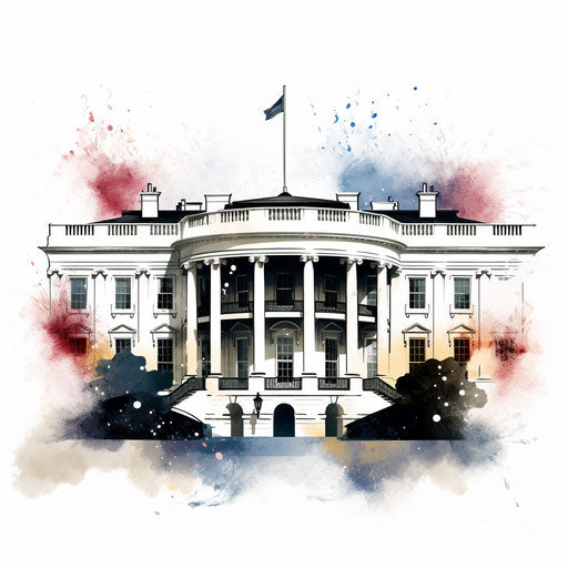 White house in Chiaroscuro Art style, white background