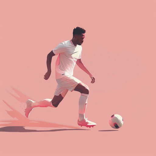 Realistic soccer player on flat, dusky rose background
