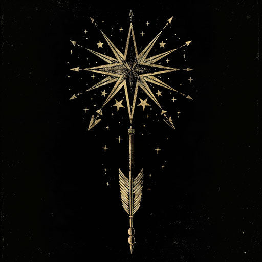 The star in flight arrows symbol, tenebrism mastery style