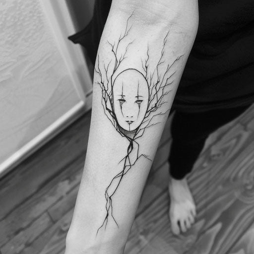 Minimalist flat tattoo sketch of No-Face