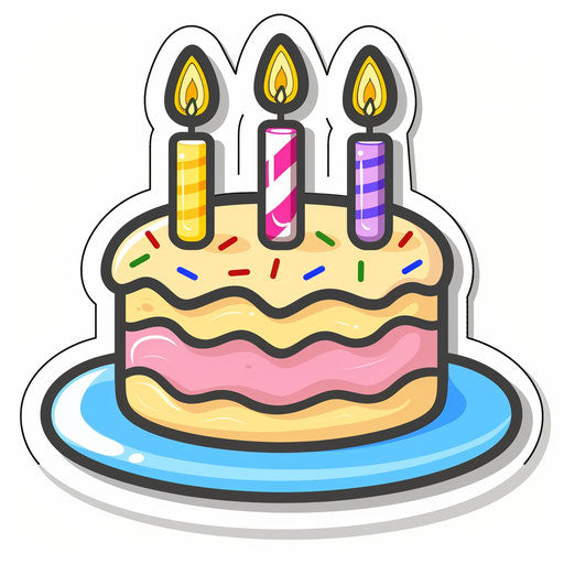 Birthday cake icon with candles, flat design style