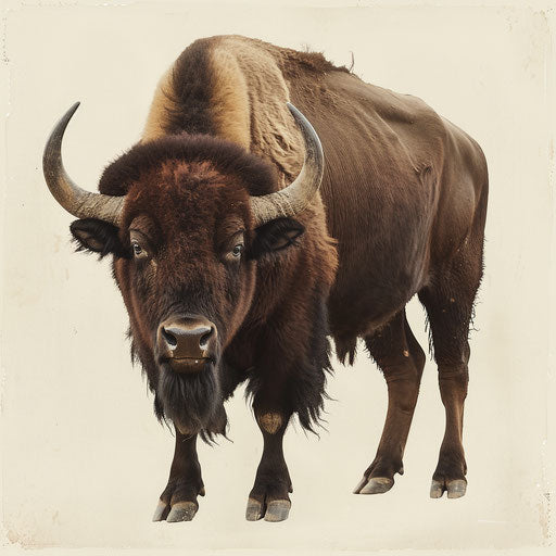Elegant buffalo on flat cream background