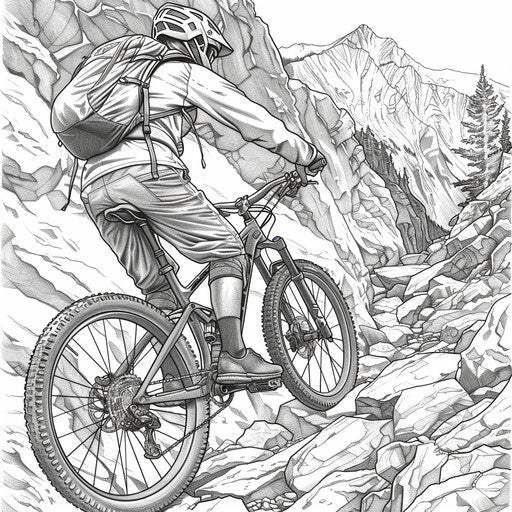 Mountain biker navigating a rocky trail
