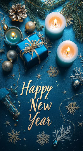 Bright Happy New Year Card Greeting NYE Graphics Collection