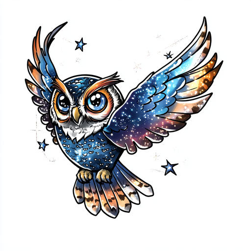 Radiant Owl Chest Tattoo Tattoo Art Set