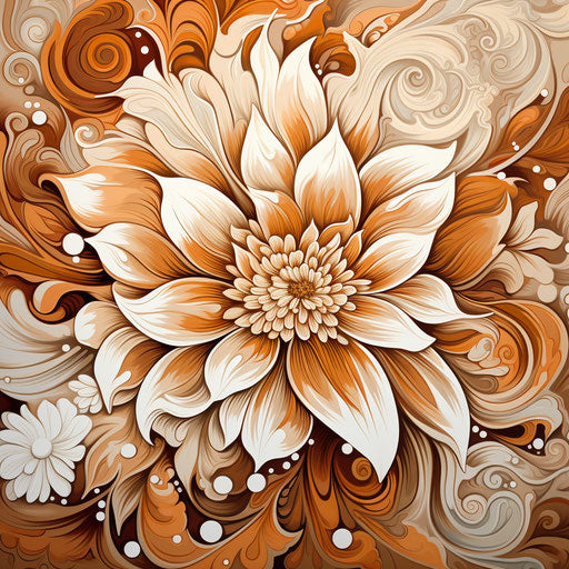 Beautiful floral design, tattoo inspired, earthy tones