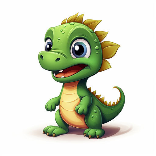 Cute dinosaur clipart in the style of Chiaroscuro Art, on a white background