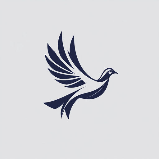 Minimalist church logo with abstract dove in flight