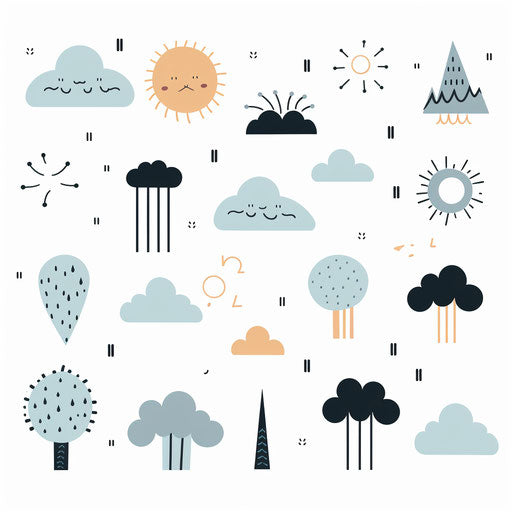 Minimalist weather clipart on white background
