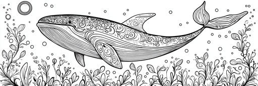 Very simple whale coloring book page