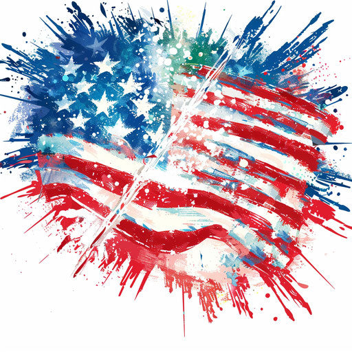Free Fourth of July clipart images in photo realistic style with a flat and white background, dynamic colors and soft highlights