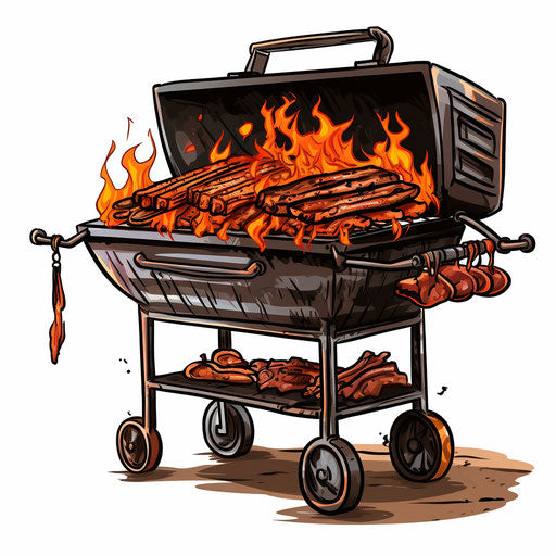 Grill in Chiaroscuro Art style on white background
