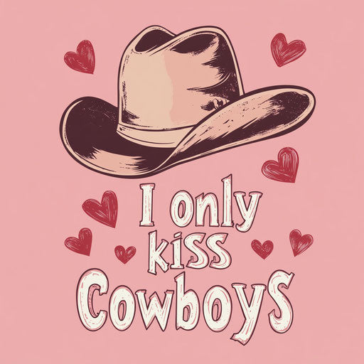 Cute T-shirt design with a cowboy hat and hearts