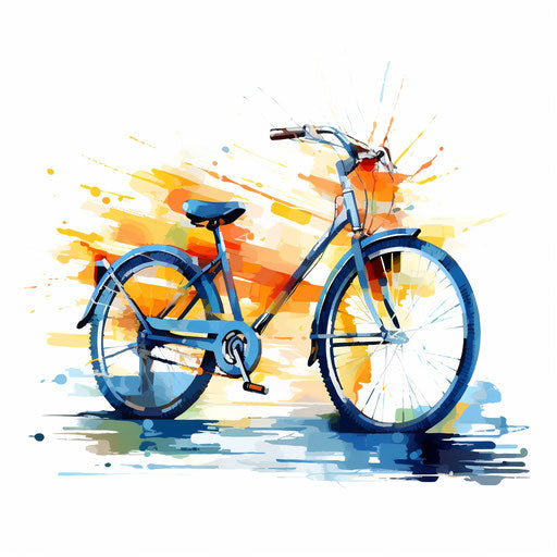 Bike clipart in the style of Impressionistic Art, on white background