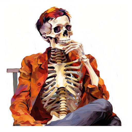 Skeleton clipart in the style of Oil painting